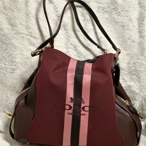 Coach Women's Maroon and Pink Shoulder Bag
